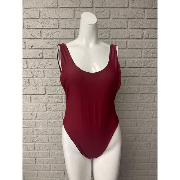 Unbranded Burgandy / Black Reversible Swimsuit / Bodysuit With Low Cut on Back S - Picture 1 of 8